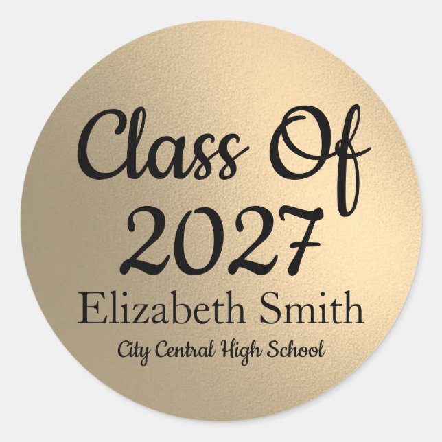 Elegant Gold Graduation Envelope Seals Runder Aufkleber (Vorderseite)