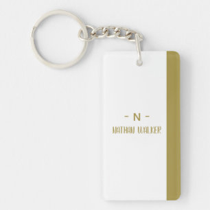Elegant Gold & Grau Monogramm I Minimalistisch Ele Schlüsselanhänger