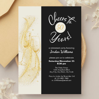 Elegant Gold Gray Cheers bis 50 Jahre Geburtstag Einladung