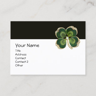 ELEGANT GOLD GREEN KLEEBLATT JEWEL MIT PEARS VISITENKARTE