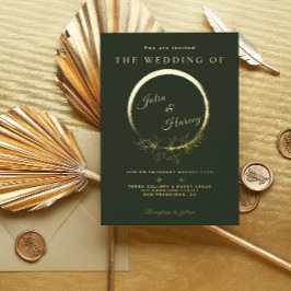 Elégant Gold Green Mariage Foil Invitation