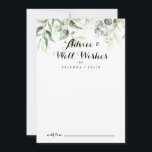 Elegant Gold Greenerity Wedding Well wünscht Hinweiskarte<br><div class="desc">Diese elegante goldgrüne Hochzeit mit guten Wünschen ist perfekt für eine moderne Hochzeit. Das Design ist mit handgezeichnet Gold- und botanisch-grünen Eukalyptus-Blätter ausgestattet, die künstlerische Schönheit inspirierend. Diese Karten sind ideal für Hochzeiten, Brautparty, Babydusche, Graduiertenfest u.v.m. Personalisieren Sie die Karten mit den Namen der Braut und Bräutigam, den Eltern, die...</div>