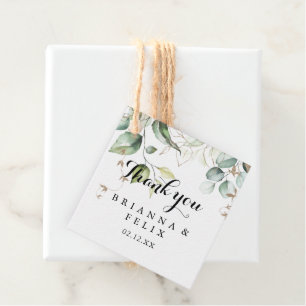 Elegant Gold Greenery Calligraphy Wedding Geschenkanhänger