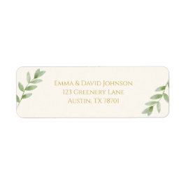 Elegant Gold Greenery Christmas Return Address