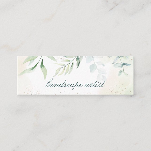 Elegant Gold Greenery Eucalyptus Mini Visitenkarte (Vorderseite)