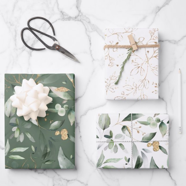 Elegant Gold Greenery Eukalyptus Blätter (Vorderseite)