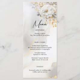 Élégant Gold Grey Gold Floral Mariage MENU