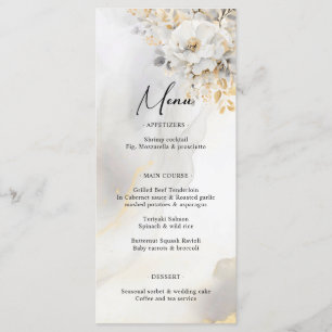 Élégant Gold Grey Gold Floral Mariage MENU