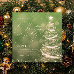 ELEGANT Gold Grüner Weihnachtsbaum Winter Weihnach Einladung