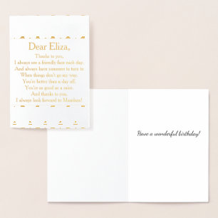Elegant Gold Happy Birthday Coworker Employee Gedi Folienkarte