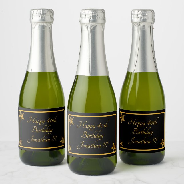 Elegant Gold Happy Birthday Mini Parco Tassino (Flaschen)