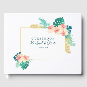 Elégant Gold Hawaiian Hibiscus Mariage livre d'or