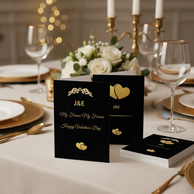 Elegant Gold Heart & Black Gradient Personalized V Einladung (Von Creator hochgeladen)