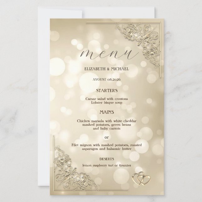 Elegant Gold Hearts Frame Bokeh (Vorderseite)