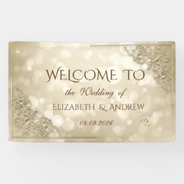 Elegant Gold Hearts Frame Bokeh Banner
