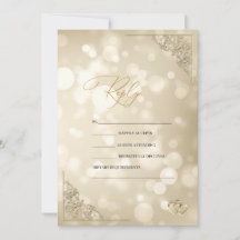 Elegant Gold Hearts Frame Bokeh RSVP