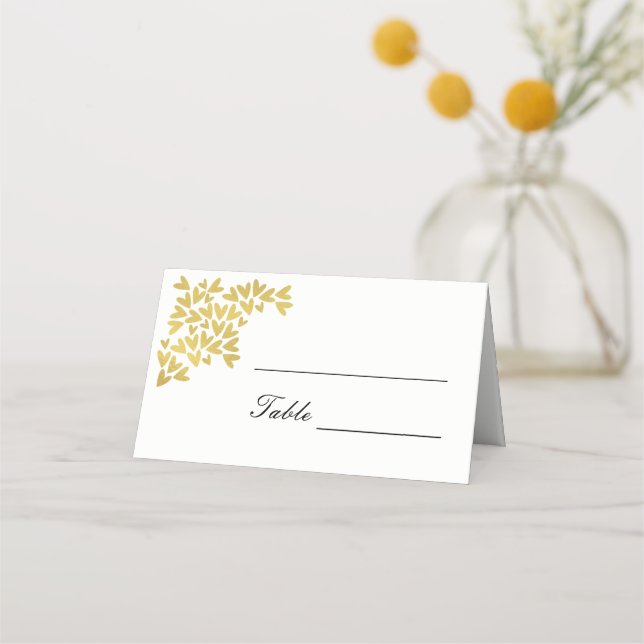 Elegant Gold Hearts | Hochzeitsplatzkarten Platzkarte (Vorderseite)