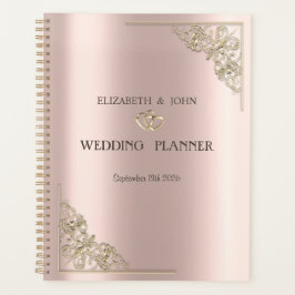 Elegant Gold Hearts Rose Gold Wedding  Planer