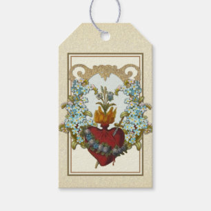 Elegant Gold Heiliges Herz Jesus Floral Religiös Geschenkanhänger