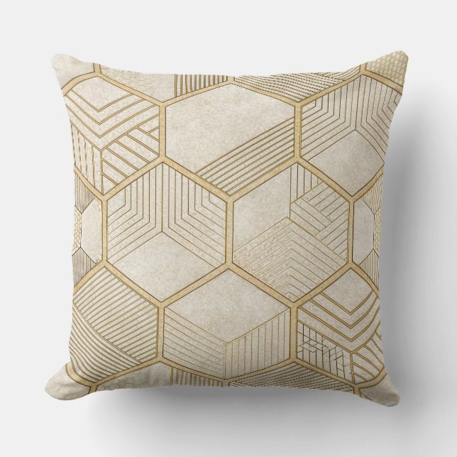 Elegant Gold Hexagon Geometric Pattern - Marble 3 Kissen (Vorderseite)