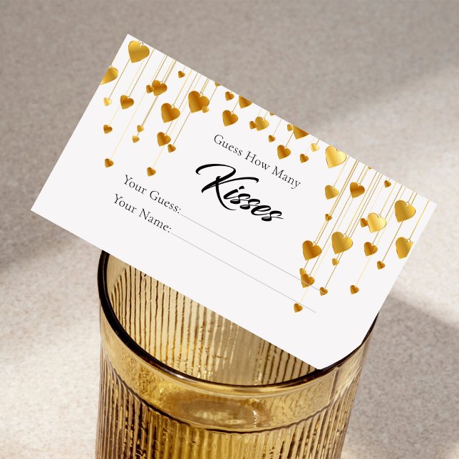 Elegant Gold Hört wie viele Küsse Brautspiel Begleitkarte (Von Creator hochgeladen)
