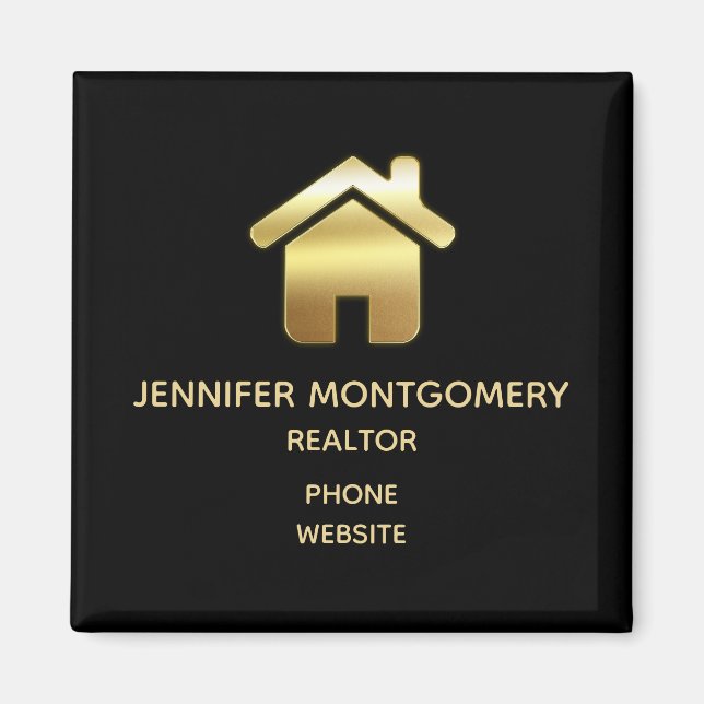 Elegant Gold House Symbol Real Estate Business Magnet (Vorne)