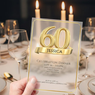 Elegant Gold Iconic Age Named 60th Birthday Acryleinladungen