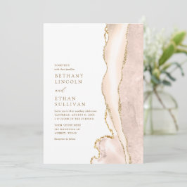 Elegant Gold Ivory Agate Wedding Einladung