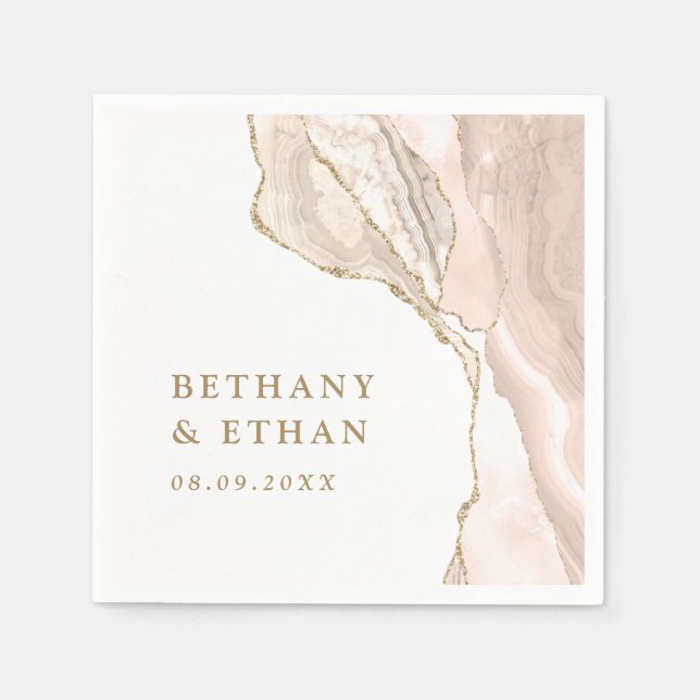 Elegant Gold Ivory Agate Wedding Serviette (Vorderseite)