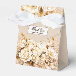 Elegant Gold & Ivory Floral Wedding Vielen Dank Geschenkschachtel