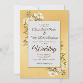 Elegant Gold Ivory Vintag Floral Luxury Wedding Einladung