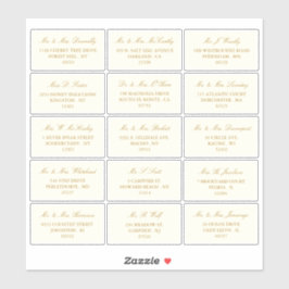 Elegant Gold & Ivory Wedding individuelle Adresse Aufkleber