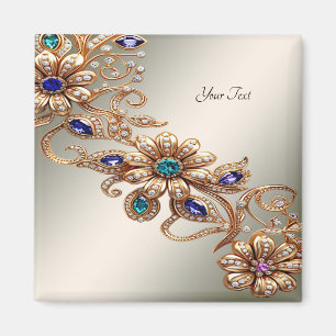 Elegant Gold Jewel Blume Magnet