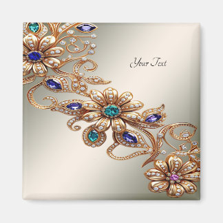 Elegant Gold Jewel Blume Magnet