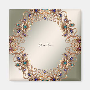 Elegant Gold Jewel Blume Magnet