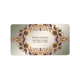 Elegant Gold Jewel Flowers Address Label Adressaufkleber