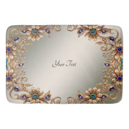 Elegant Gold Jewel Flowers Bath Mat Badematte