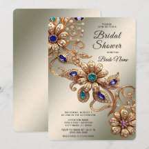 Elegant Gold Jewel Flowers Bridal Shower