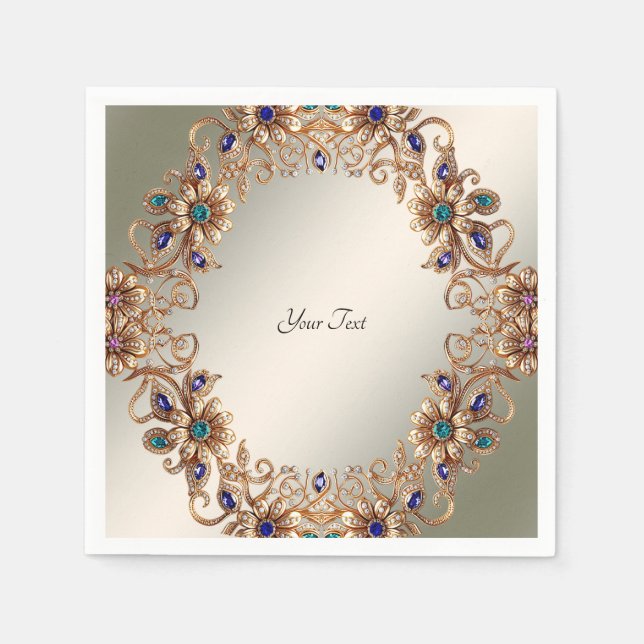 Elegant Gold Jewel Flowers Napkins Serviette (Vorderseite)