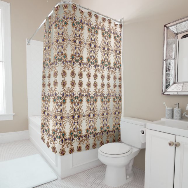 Elegant Gold Jewel Flowers Shower Curtain Duschvorhang (Beispiel)