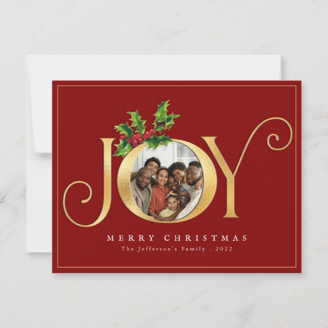 Elegant Gold Joy Classic Custom Foto Weihnachten  (Vorderseite)