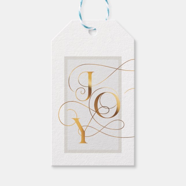 Elegant Gold Joy Script Tag Geschenkanhänger (Vorderseite)