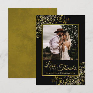 Elegant Gold Lace & Black Love & Merci Mariage