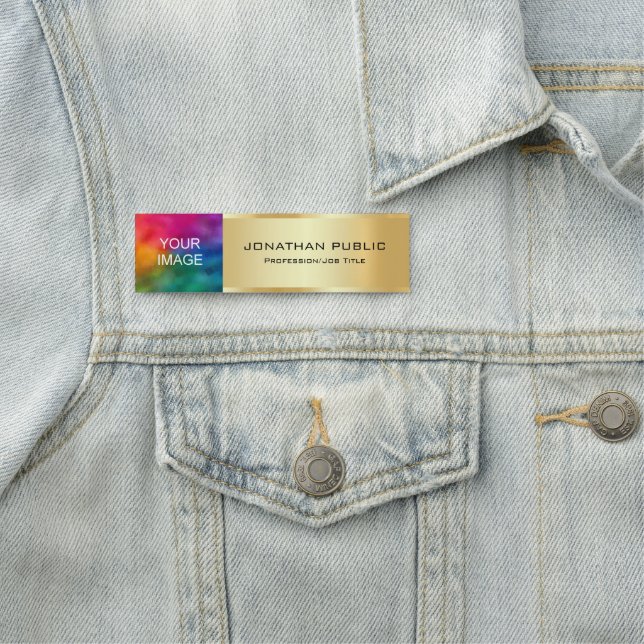 Elegant Gold Laden Sie Ihr Geschäft-Logo oder Foto Namensschild (Beispiel)