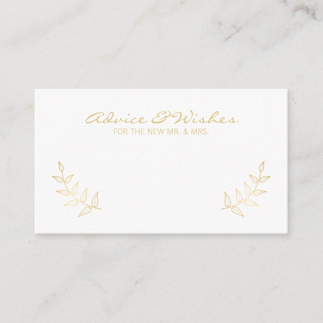 Elegant Gold Laurels Wedding Advice und Wünsche Hinweiskarte (Vorderseite)