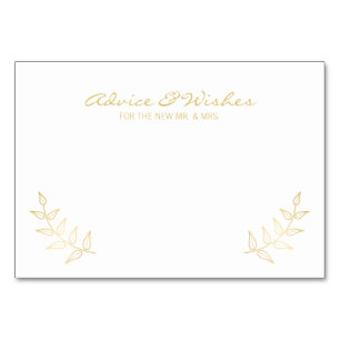 Elegant Gold Laurels Wedding Advice und Wünsche Tischnummer