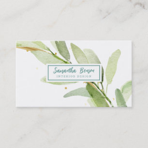 Elegant Gold Leaf Airy Greenery Visitenkarte