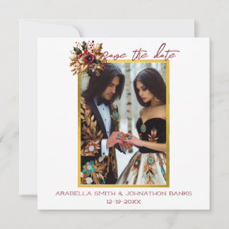 Elegant Gold Leaf Hochzeitsfoto speichern Sie das Save The Date