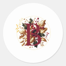 Elegant Gold Leaf Winter Wedding Monogram Runder Aufkleber
