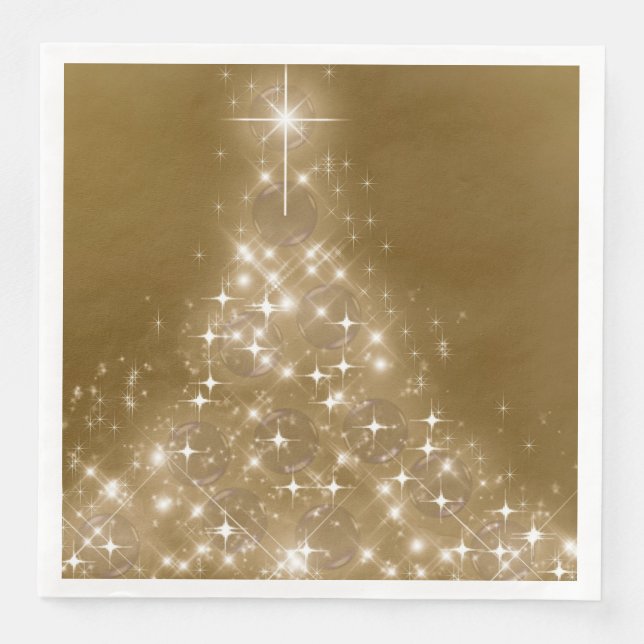 Elegant Gold Lighted Christmas Tree Serviette (Vorderseite)